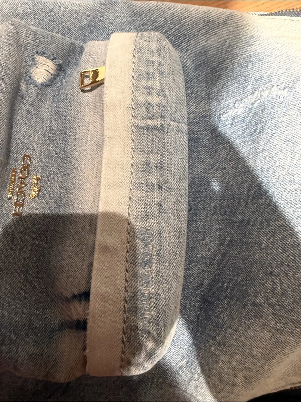 Coach Light Blue Denim Medium Backpack with Gold Hardware new